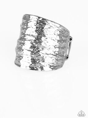 paparazzi Silver Textured Wide Band Ring Paleo Patterns Silver Bold Fashion